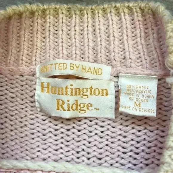 🔥huntington Ridge🔥 | Vintage 1980’s hand knitted pink sweater with flowers - Picture 7 of 11